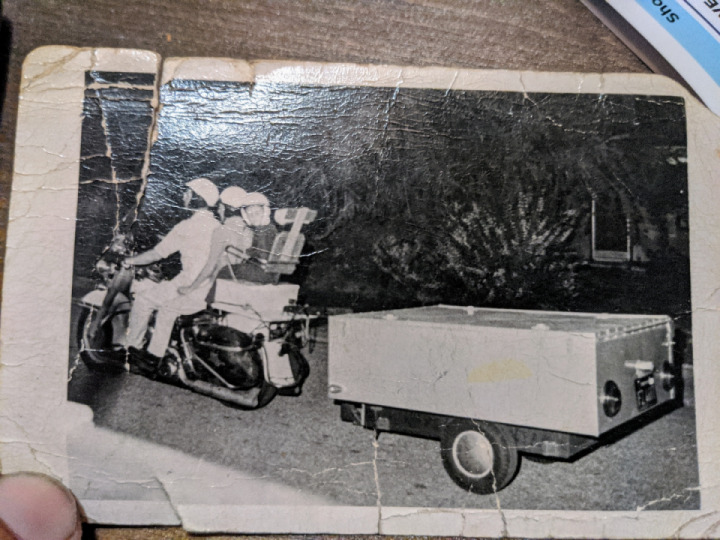 Camping with your family on a motorcycle in the '60s