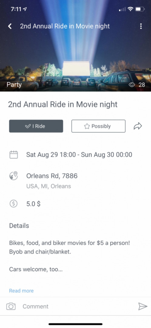 Ride in movie night!