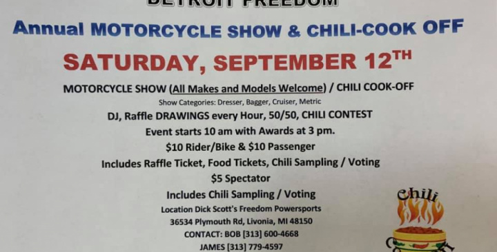 Detroit Freedom Annual MOTORCYCLE SHOW AND CHILI-COOK OFF