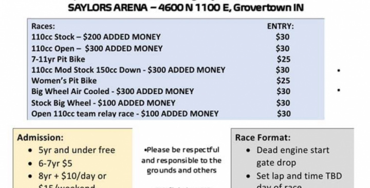 Grovertown Throwdown Pit Bike Rodeo National $1200 ADDED MONEY