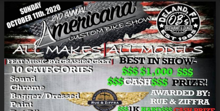 OB’s 2nd Annual Americana Custom Bike Show NEW RESCHEDULED DATE